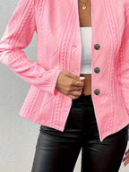 Textured Knit Button-Front Blazer