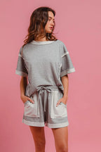 BiBi French Terry Knit Shorts with Side Pocket