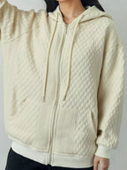 Textured Knit Zip-Up Hoodie