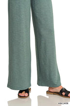 Zenana Cotton Slub Short Sleeve Tee and Pants Set