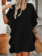 Ruffled Flutter Sleeve V-Neck Mini Dress