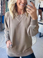 Full Size Crew Neck Raglan Sleeve Sweatshirt Plus Size