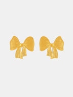 18K Gold-Plated Stainless Steel Bow Earrings and Necklace Set