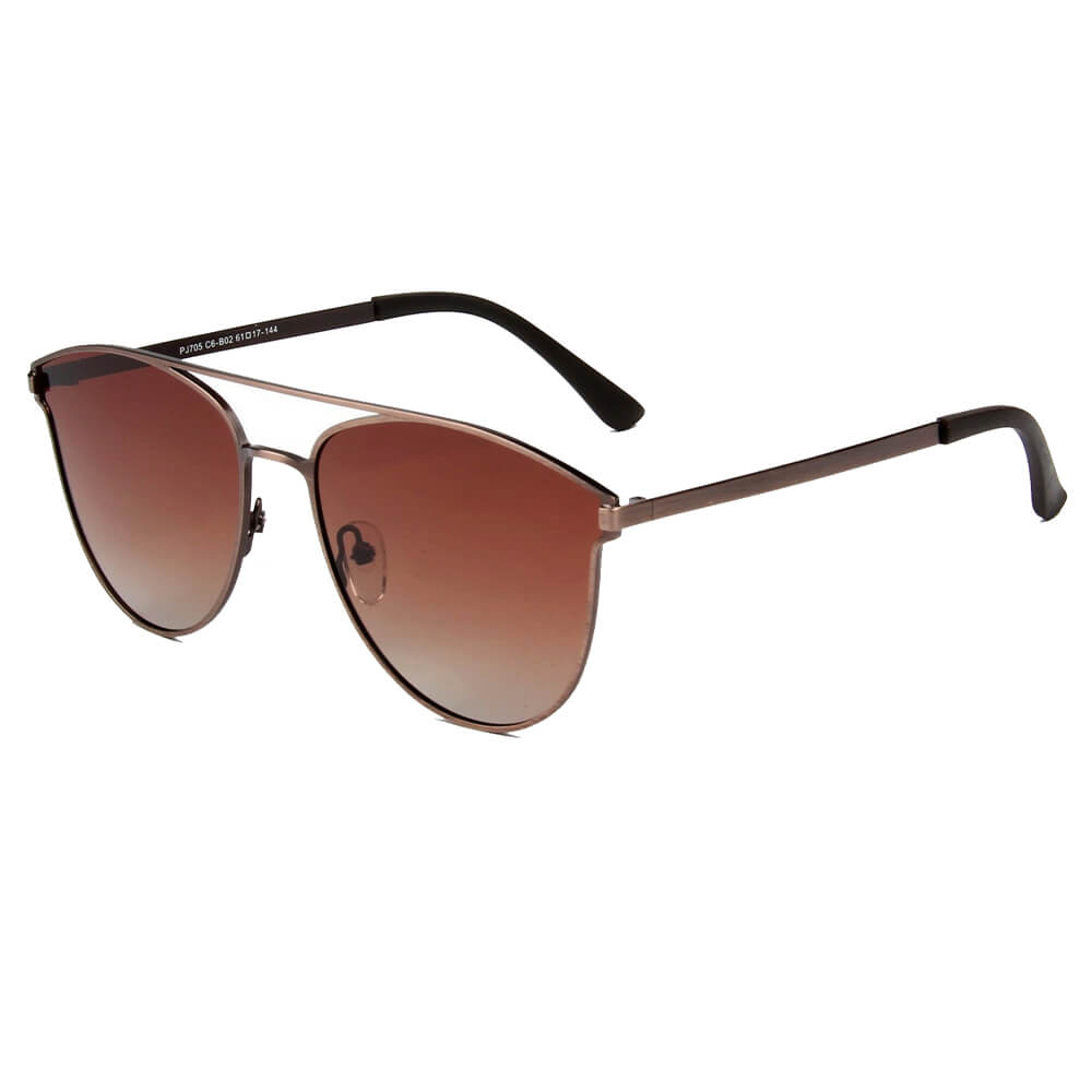 ALMONTE | Women Flat Lens Polarized Round Fashion Aviator Sunglasses