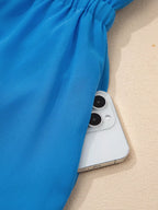 Half Buttons Collared Elastic Waist Sleeveless Shirt Dress