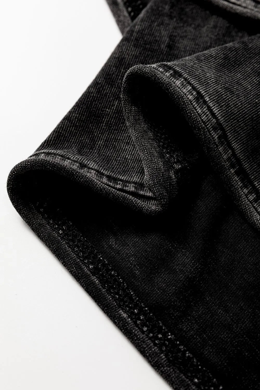 Mineral Wash French Terry High Waist Casual Shorts