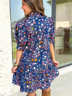 Floral Print Ruffle Hem Mini Dress