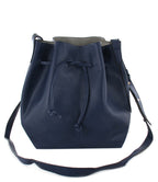 LEATHER DRAWSTRING CROSSBODY BUCKET BAG