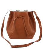 LEATHER DRAWSTRING CROSSBODY BUCKET BAG