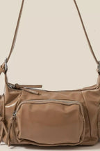 Fame Glossy Faux Leather Multi Pocket Hand Bag