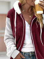 Full Size Fleece Zip-Up Hooded Outerwear Plus Size