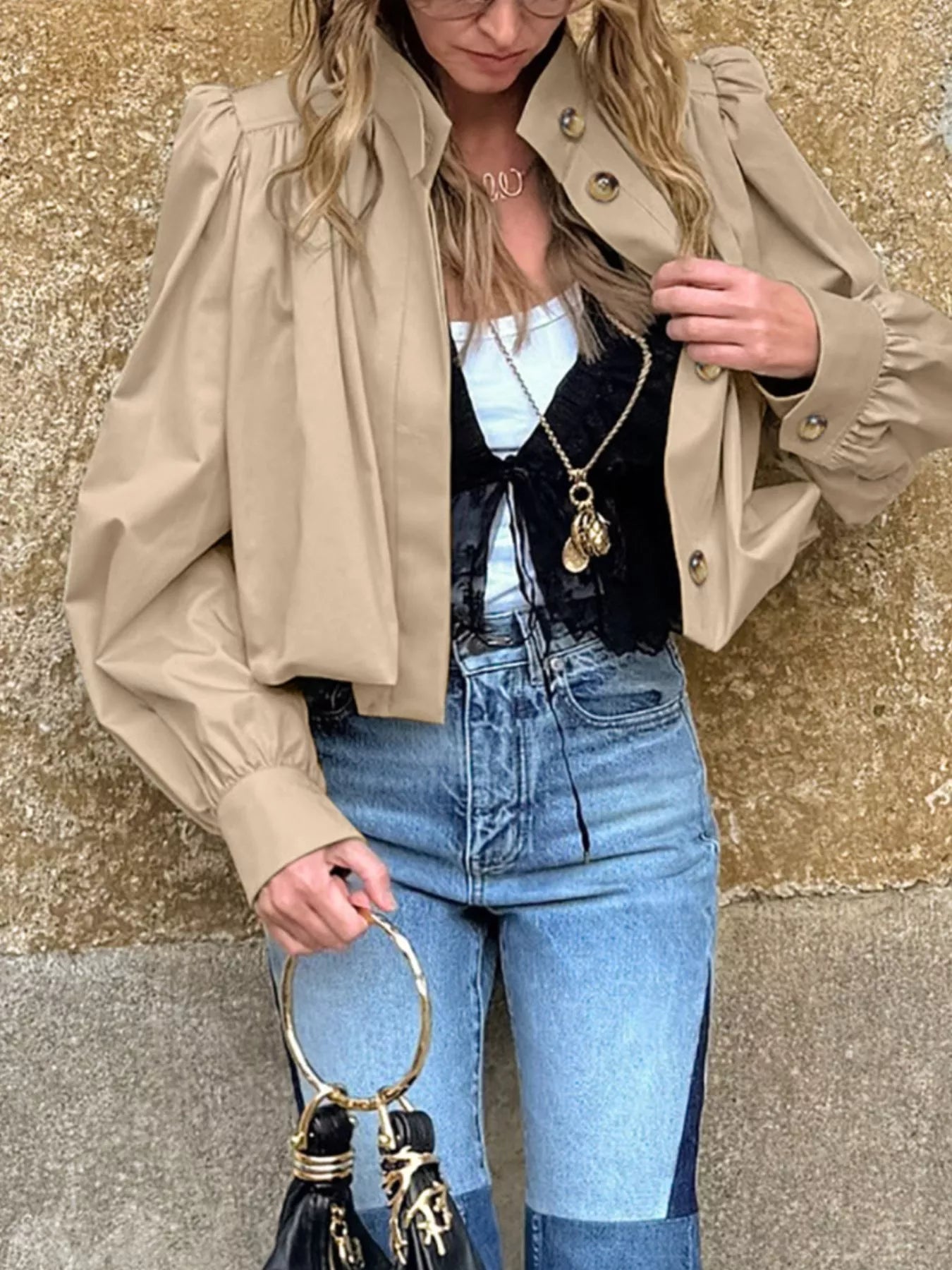 Puff Sleeve Cropped Jacket
