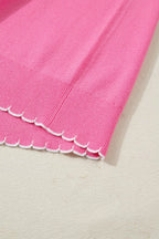 Ribbon Bow Print Contrast Stitch Trim Drop Shoulder Sweater