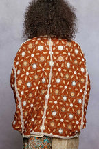 POL Open Front Floral Pattern Crochet Cardigan