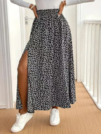Floral Split Elastic Waist Maxi Skirt