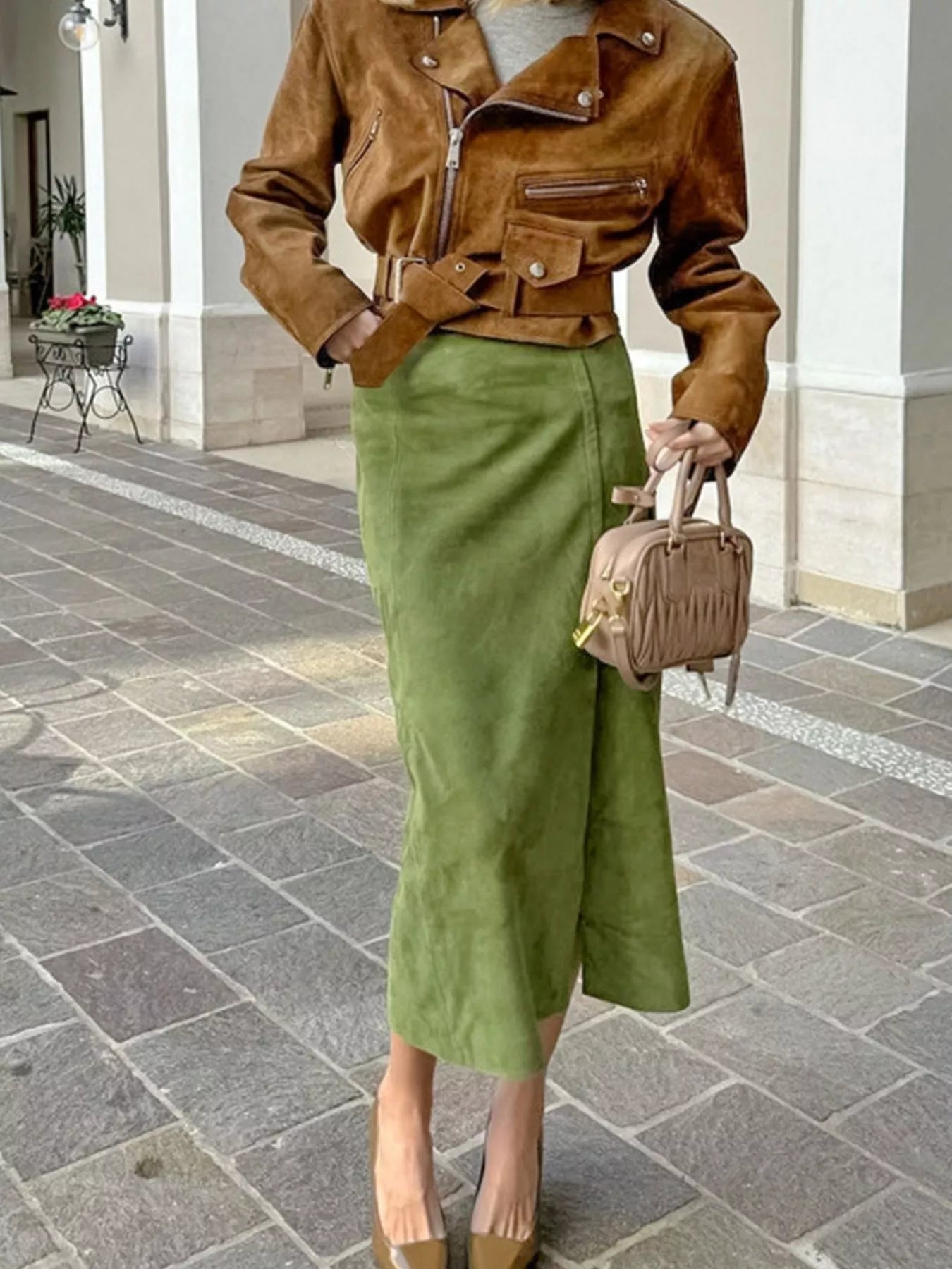 Solid Color Midi Skirt