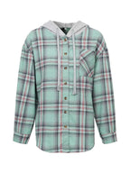 Hooded Plaid Button-Up Shirt