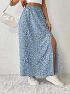 Slit Printed Skirt