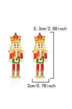 Gold Christmas Nutcracker Doll Alloy Gem Holiday Earrings