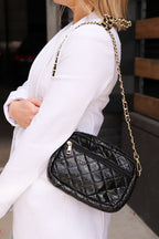 SueEllen Quilted Small Crossbody Bag with Gold Cha