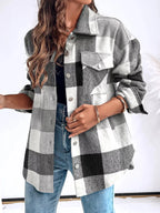 Plaid Button-Up Long Sleeve Shirt