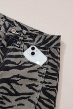 Zebra Stripe Printed Wide Leg Jeans