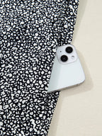 Leopard Print Contrast Striped Trim Polo Collar Short Sleeve Dress with Pockets