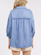 Casual Button Up 3/4 Sleeve Shirt