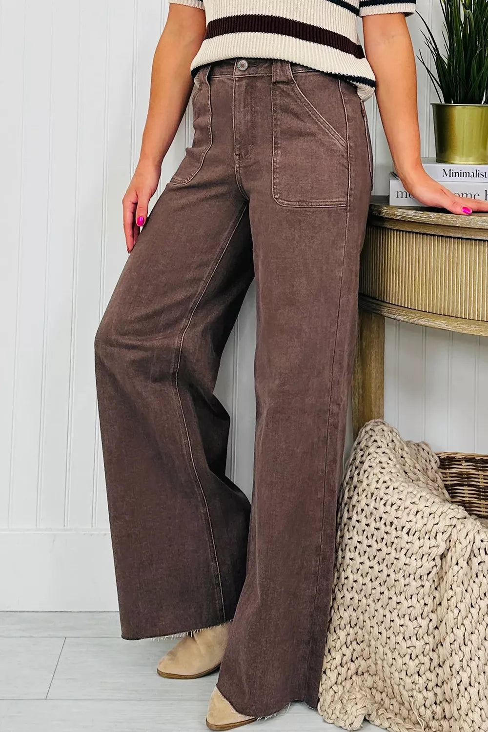 Vintage Wash Wide Leg Jeans