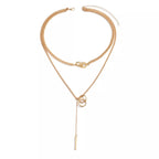 Double Layered Chain Y-Shaped Pendant Necklace