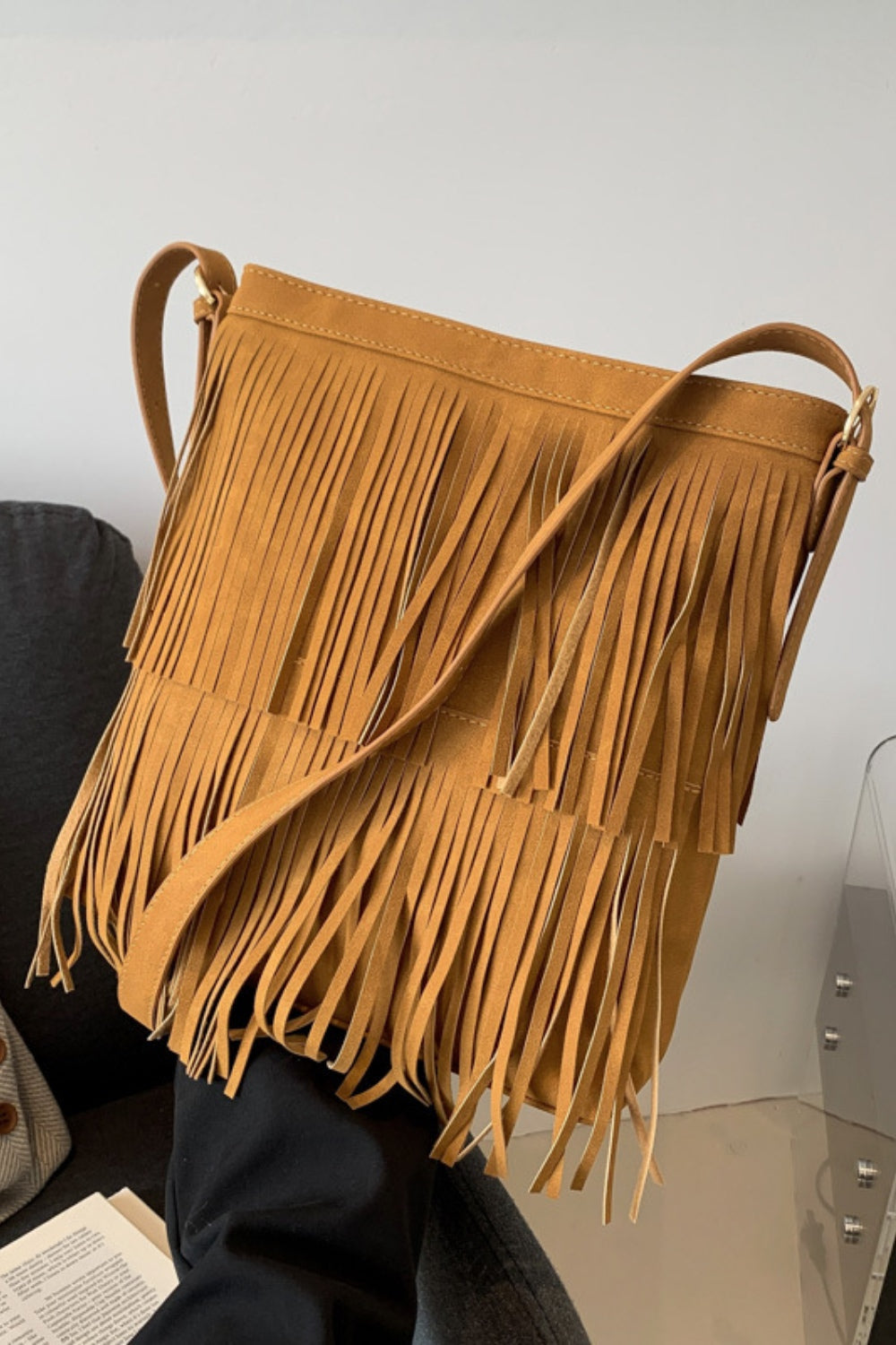 Double-Layered Fringe Shoulder Bag
