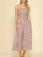 Striped Spaghetti Strap Casual Maxi Dress