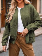 Full Size Floral Quilted Zip Up Jacket Plus Size