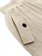 Smocked Textured Casual Pants