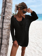 Openwork Long Sleeve Knit Cover Up