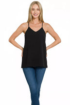 Zenana Woven Airflow Adjustable Strap V-Neck Cami