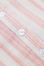 Striped Button Detail Short Sleeve Blouse