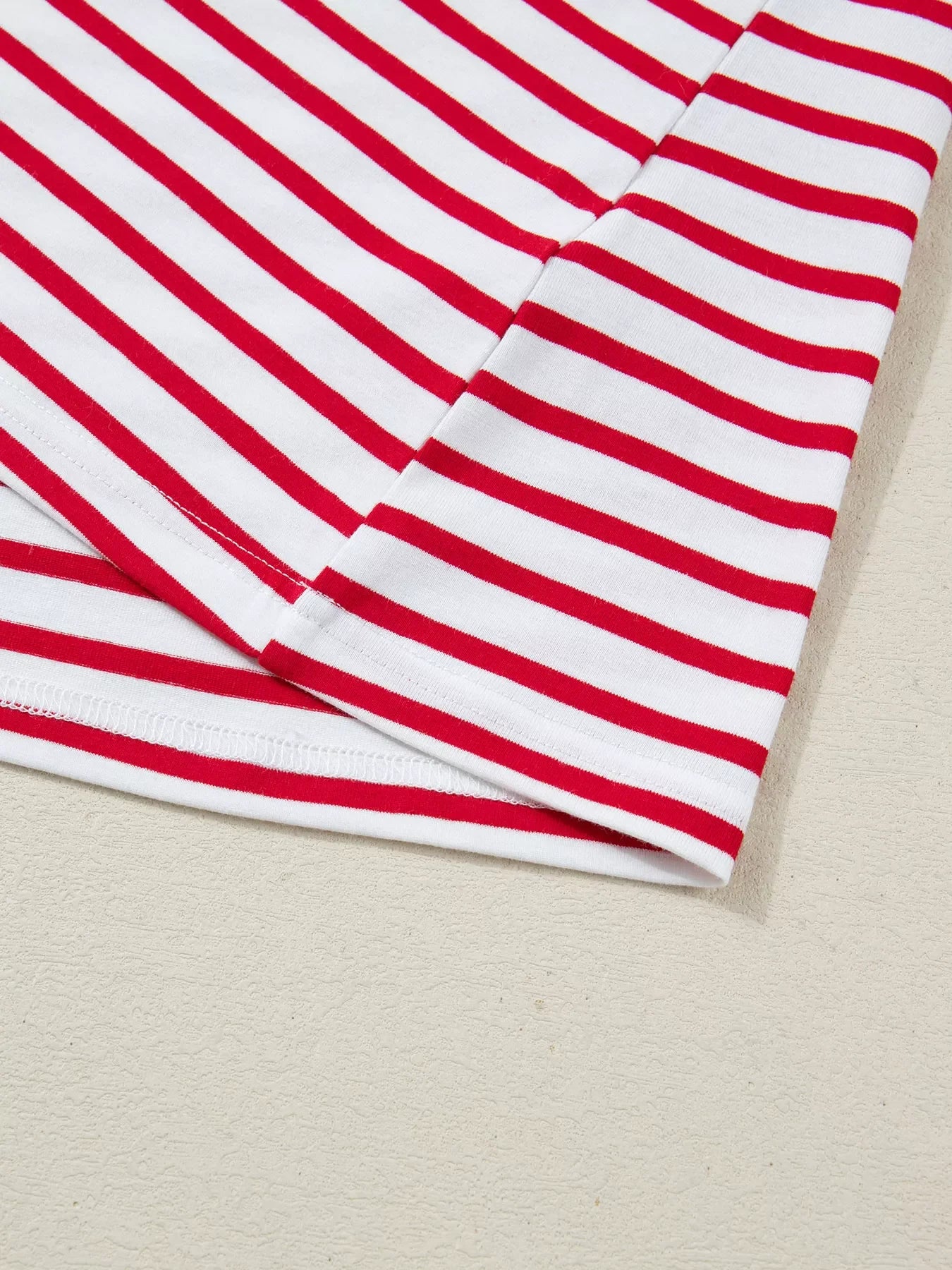 Stripe Contrast Frilled Trim Half Button Long Sleeve Top