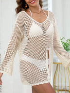 Openwork V-Neck Slit Cover-Up