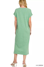 Zenana Round Neck Short Sleeve Midi Dress