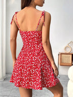Floral Print Tie Strap Mini Dress