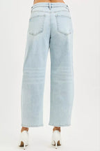 RISEN High Rise Crop Barrel Jeans