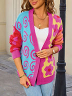 Colorful Open Front Cardigan