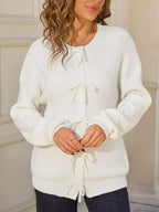 Ribbed Knit Bow-Tie Cardigan