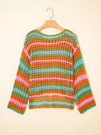 Multi Stripe Openwork Knit Cover Up