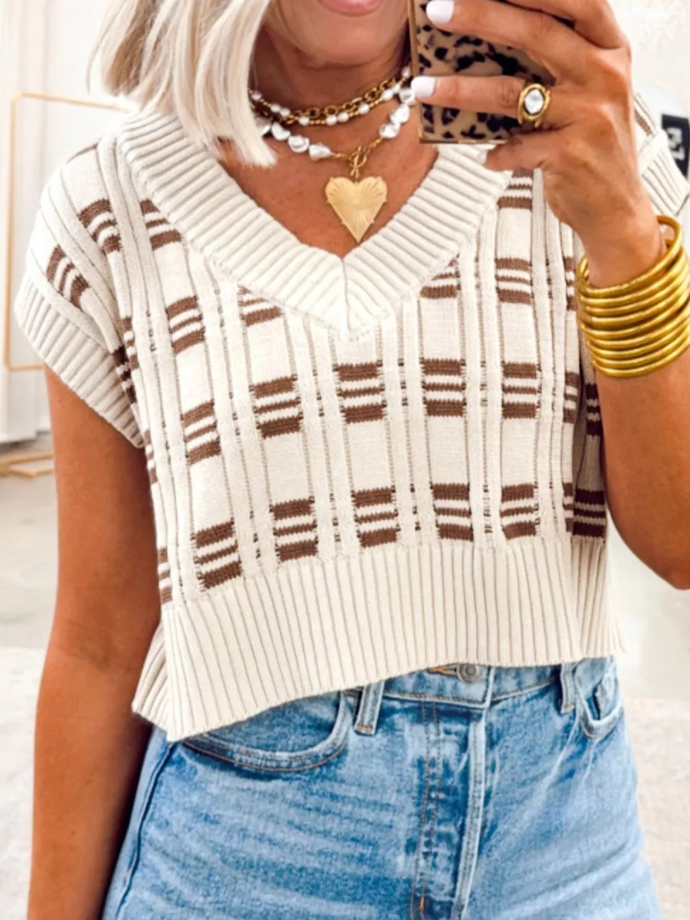 Ribbed Cropped Sweater Vest