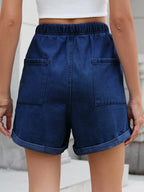 Drawstring Wash Denim Shorts
