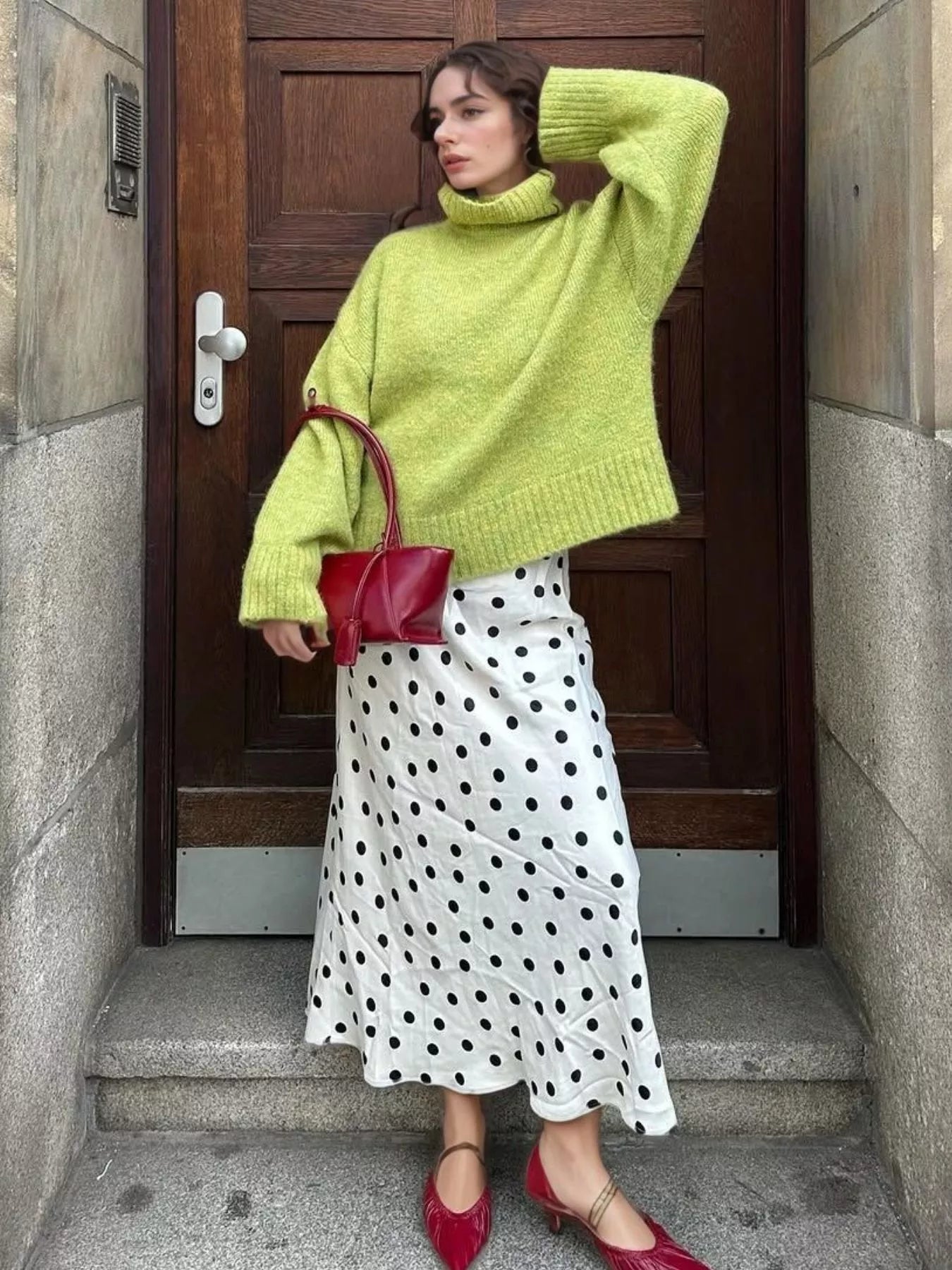 Turtleneck Knit Dropped Shoulder Sweater