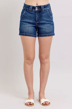 Judy Blue Full Size Double Button Waistband Denim Shorts Plus Size