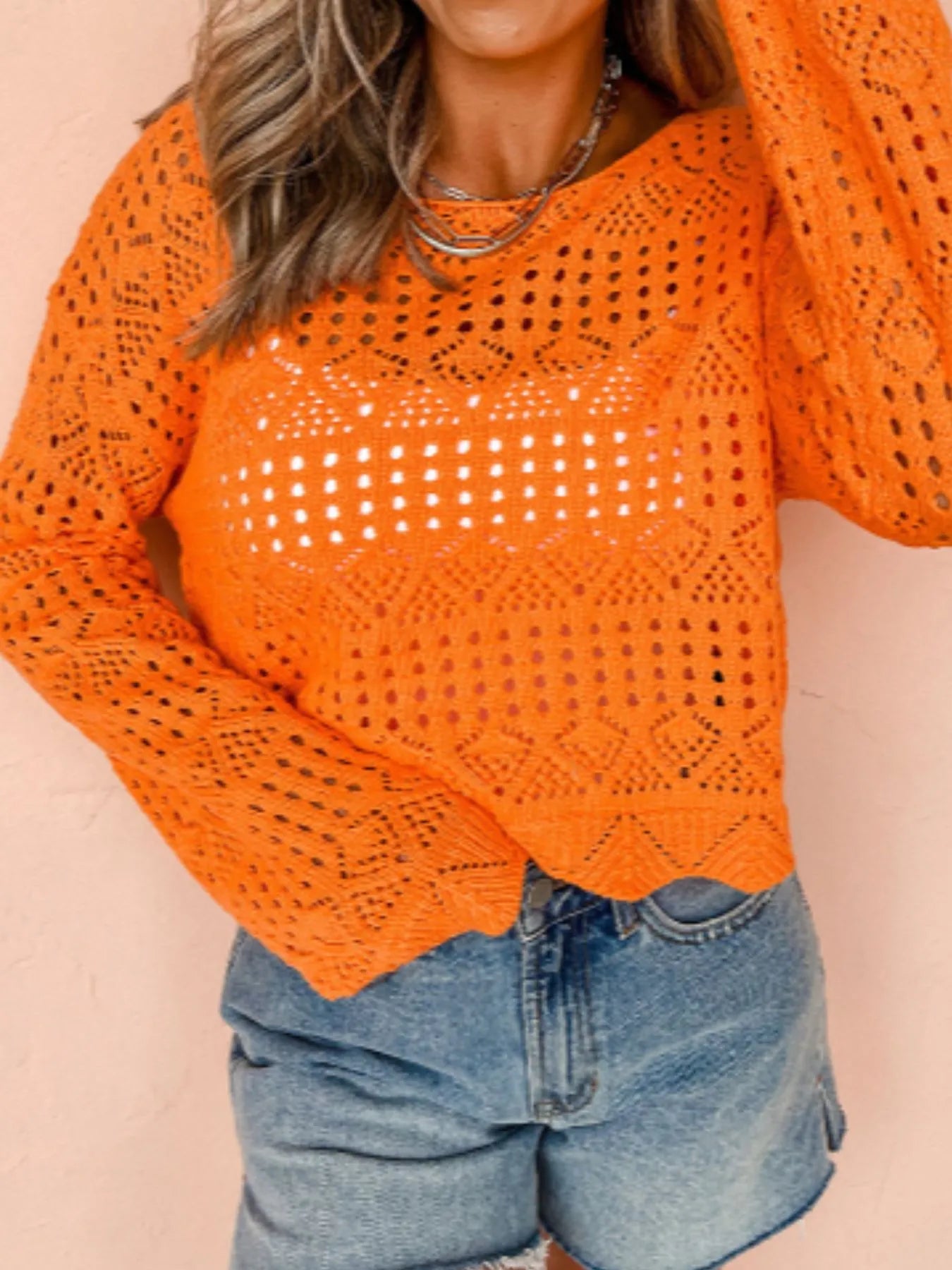 Crochet Boat Neck Knit Cover Up